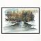 Designart - River in Woods Watercolor - Landscape Painting Canvas Print in Black Frame
